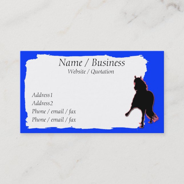 Peruvian Paso Horse Banner Profile Business Card (Front)