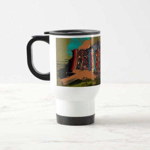 Peruvian patterns with paint travel mug