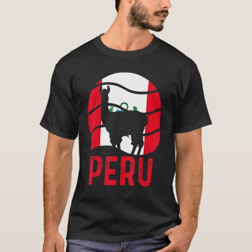 Peruvian Root Heritage Peru National Flag Llama Al T_Shirt