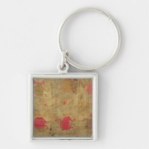 Peruvian shroud; cotton and vicuna brocaded keychain
