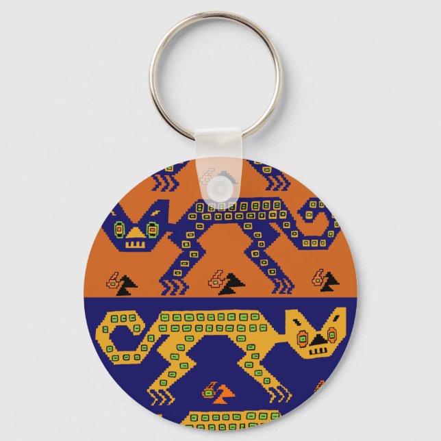 Peruvian Tribal Cats Keychain (Front)