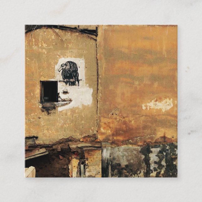 peruvian vulture urban wall square business card (Front)