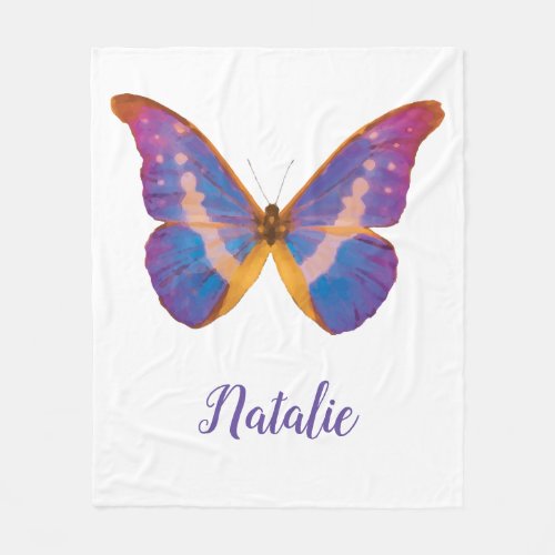 Peruvian Watercolor Butterfly Fleece Blanket