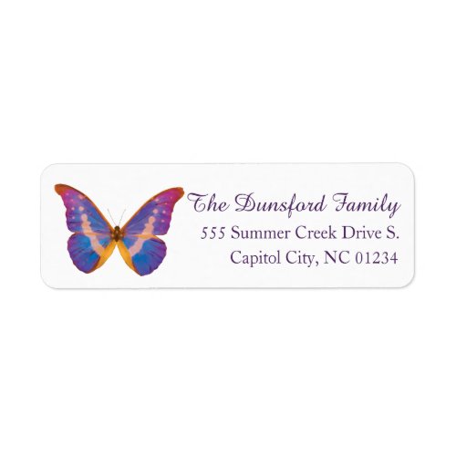 Peruvian Watercolor Butterfly Return Address Label