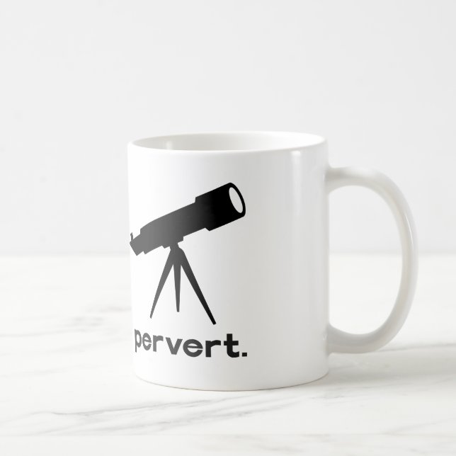 Pervert with Telescope Funny Parody Humor Coffee Mug (Right)