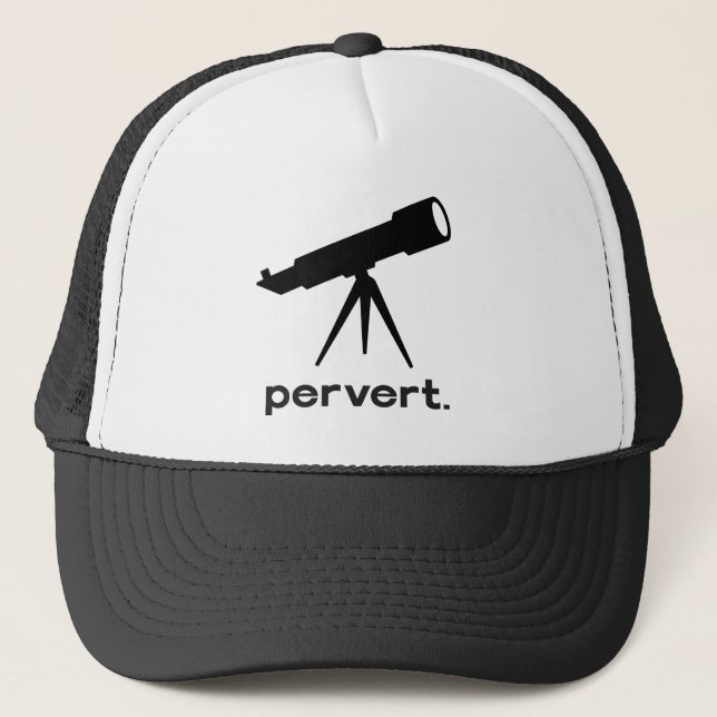 Pervert with Telescope Funny Parody Humor Trucker Hat (Front)