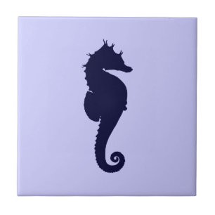 Perwinkle and Dark Blue Sea Horse Tile