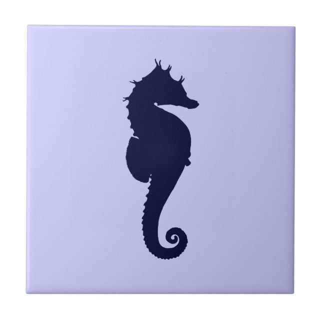 Perwinkle and Dark Blue Sea Horse Tile (Front)