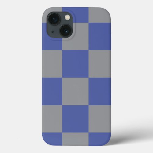 Perwinkle Blue and Gray Square Pattern Pretty iPhone 13 Case