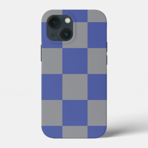 Perwinkle Blue Gray Checkerboard Squares Pattern iPhone 13 Mini Case