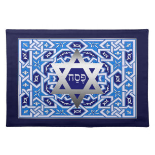 "Pesach" Hebrew Text Passover Seder  Cloth Placemat