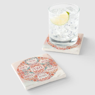 Pesach Seder Plate Hebrew Passover Gift Ke'arah Stone Coaster