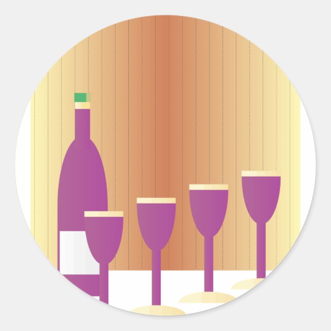 Pesah Four Cups of Wine Classic Round Sticker (Front)