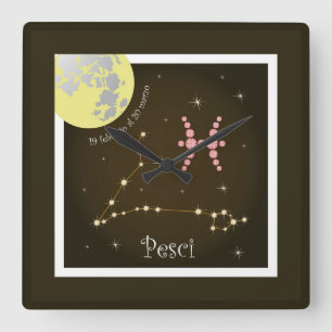 Pesci 19 Febbraio to 20 March Uhr Square Wall Clock