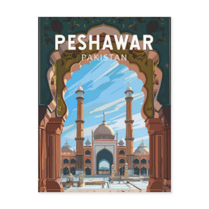 Peshawar Pakistan Travel Art Vintage Postcard