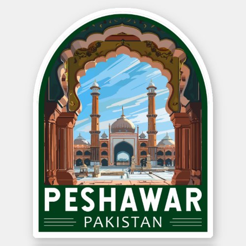 Peshawar Pakistan Travel Art Vintage Sticker