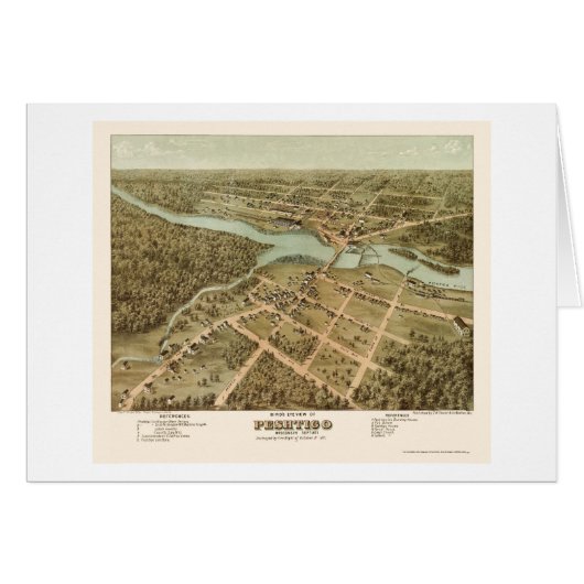 Peshtigo, WI Panoramic Map - 1871 Cards (Front Horizontal)
