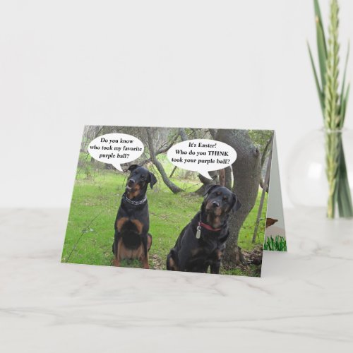 Pesky Easter Bunny Rottweiler Easter Card