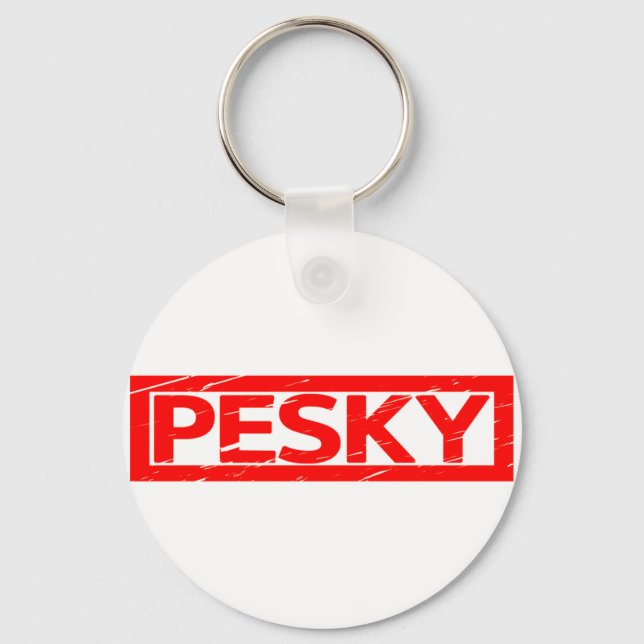 Pesky Stamp Keychain (Front)