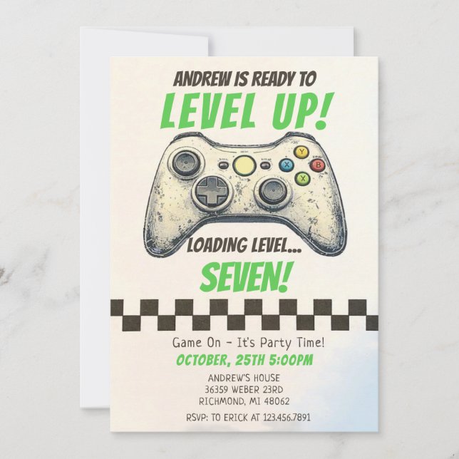Pesonal Boys Gamer Birthday Invitation (Front)