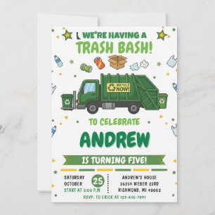 Pesonal Dump Trucks Birthday party for kid Invitation