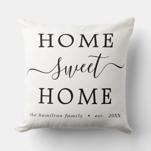 Pesonalized BW Home sweet Home Pillow
