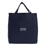 Pesonalized Boat Name Captain Embroidered Tote Bag at Zazzle