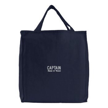 Pesonalized Boat Name Captain Embroidered Tote Bag by nadil2 at Zazzle