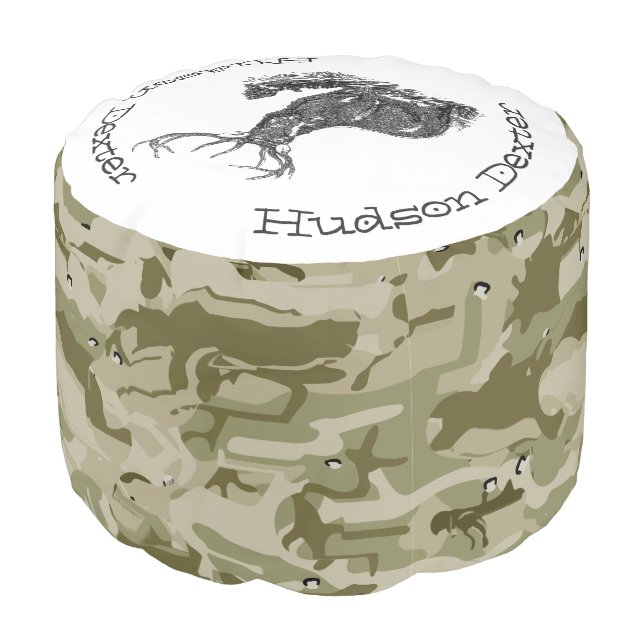Pesonalized Camo Buck Deer Pouf (Angled Front)