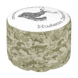 Pesonalized Camo Buck Deer Pouf