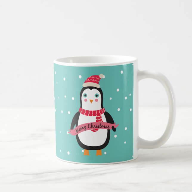 Pesonalized Cute little Christmas Penquin  Coffee Mug (Right)