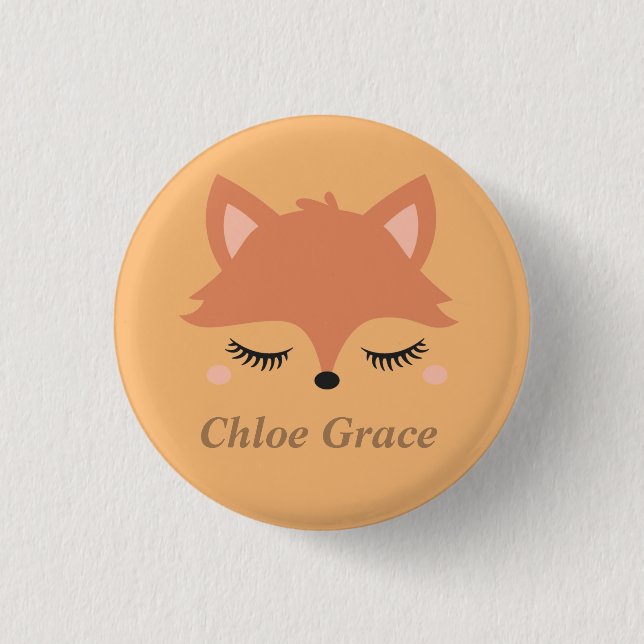Pesonalized Cute Sleeping Fox Face     Button (Front)