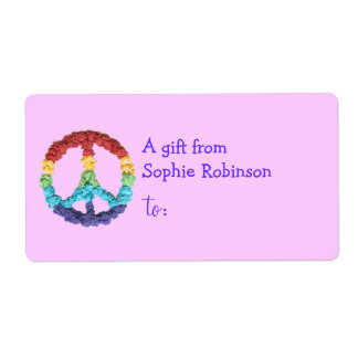 Pesonalized gift tag label with peace sign