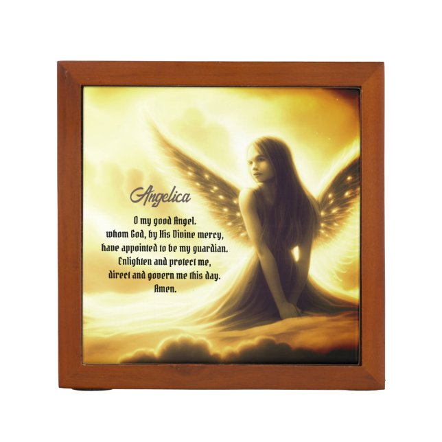 Pesonalized Guardian Angel with Prayer Desk Organizer (Front)