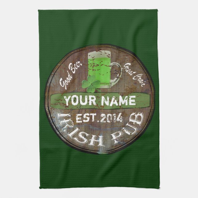 Pesonalized Irish pub sign Kitchen Towel (Vertical)