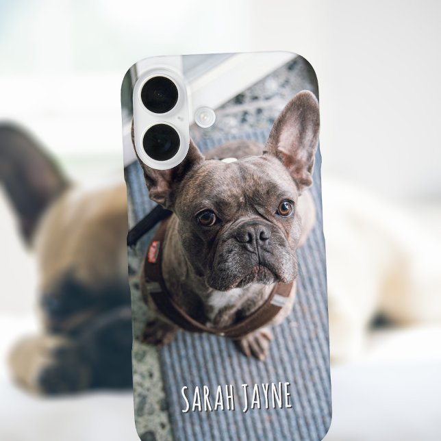 Pesonalized Pet Photo Name iPhone 16 Case (Just upload a photo of your pup or puss and add your name!)