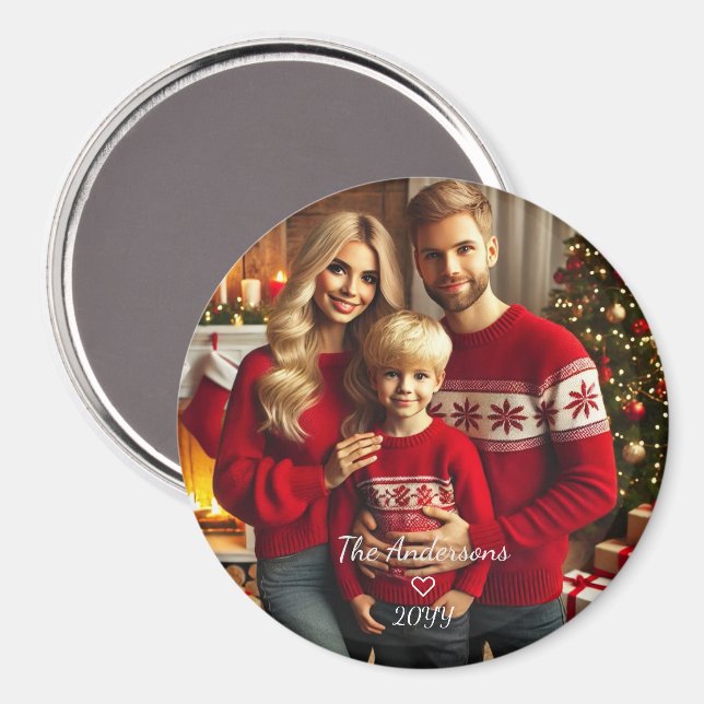 Pesonalized Photo Family Christmas Magnet (Front/Back)
