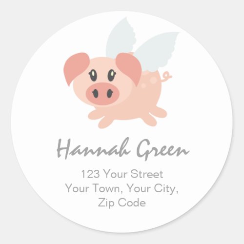 Pesrsonalised Flying Pig Address Stickers