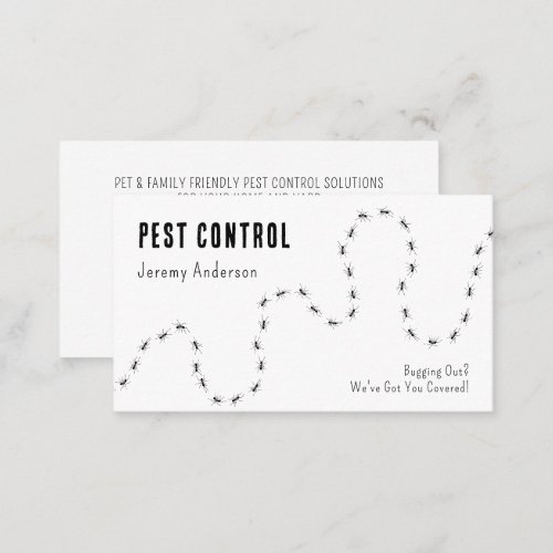 Pest Control Ants Bugs Modern Minimal Black White Business Card