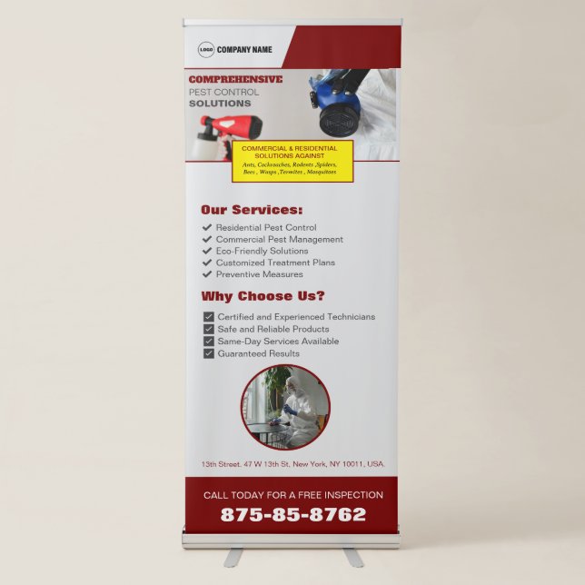 Pest Control Custom Vertical Retractable Banner (Front)