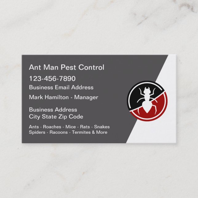 Pest Control Exterminating Business Card Template (Front)