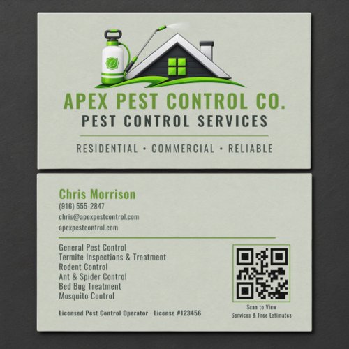 Pest Control Exterminator QR Code Business Card