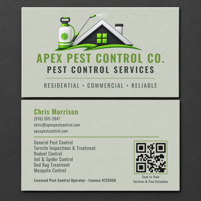 Pest Control Exterminator QR Code Business Card (Creator Uploaded)