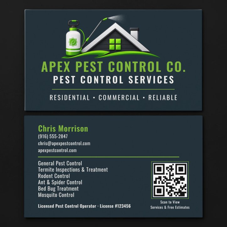 Pest Control Exterminator QR Code Professional Business Card