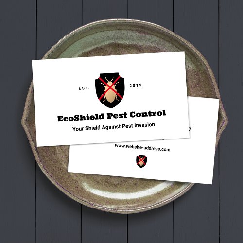 Pest Control Exterminator Shield Logo Business Card
