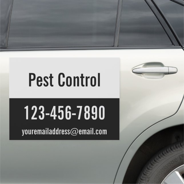Pest Control Gray and Black Promotional Car Magnet (In Situ)