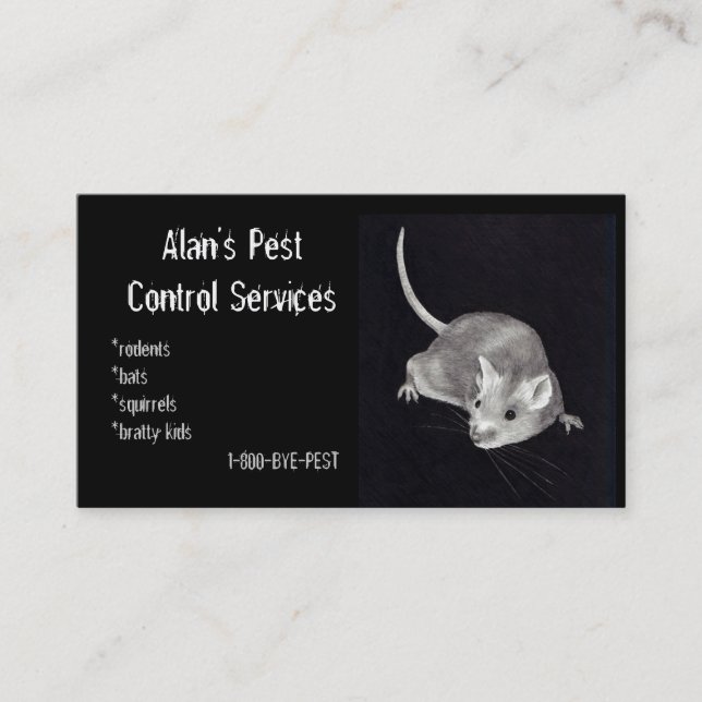 PEST CONTROL: MOUSE IN PENCIL: BUSINESS CARD (Front)