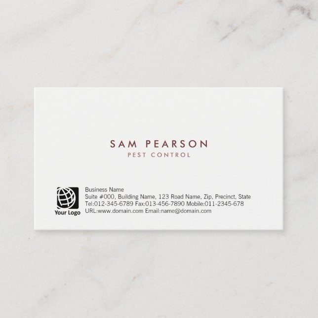 Pest Control Simple Minimal Business Card (Front)
