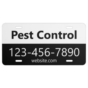 Pest Control White and Black Business Promotional License Plate