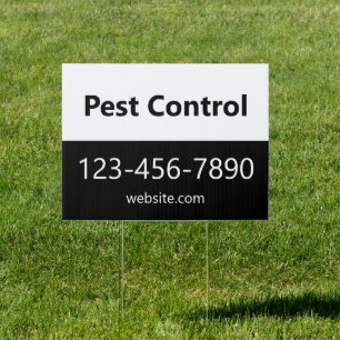 Pest Control White and Black Business Promotional Sign
